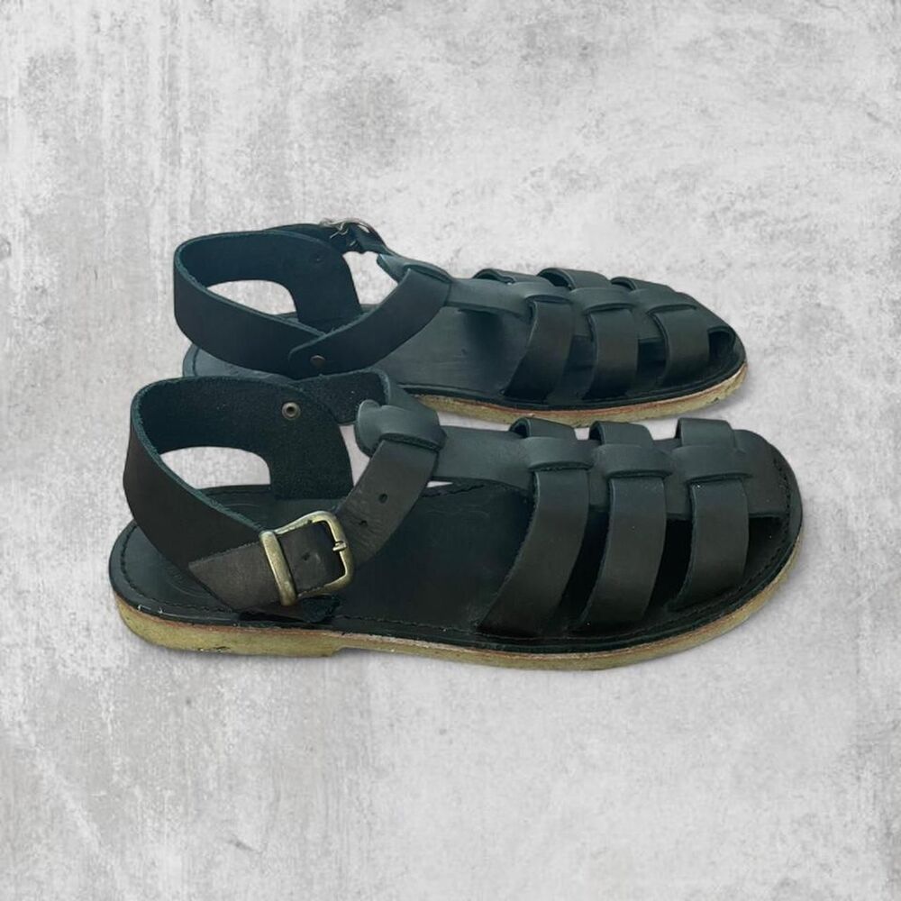 Duckfeet Classic Black Leather Fisherman Sandals - size 41/10